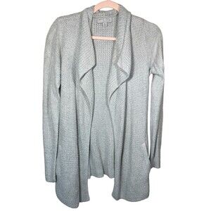 Barefoot Dreams CozyChic Lite Coastal Cardi Cardigan Size S Light Gray Waffle